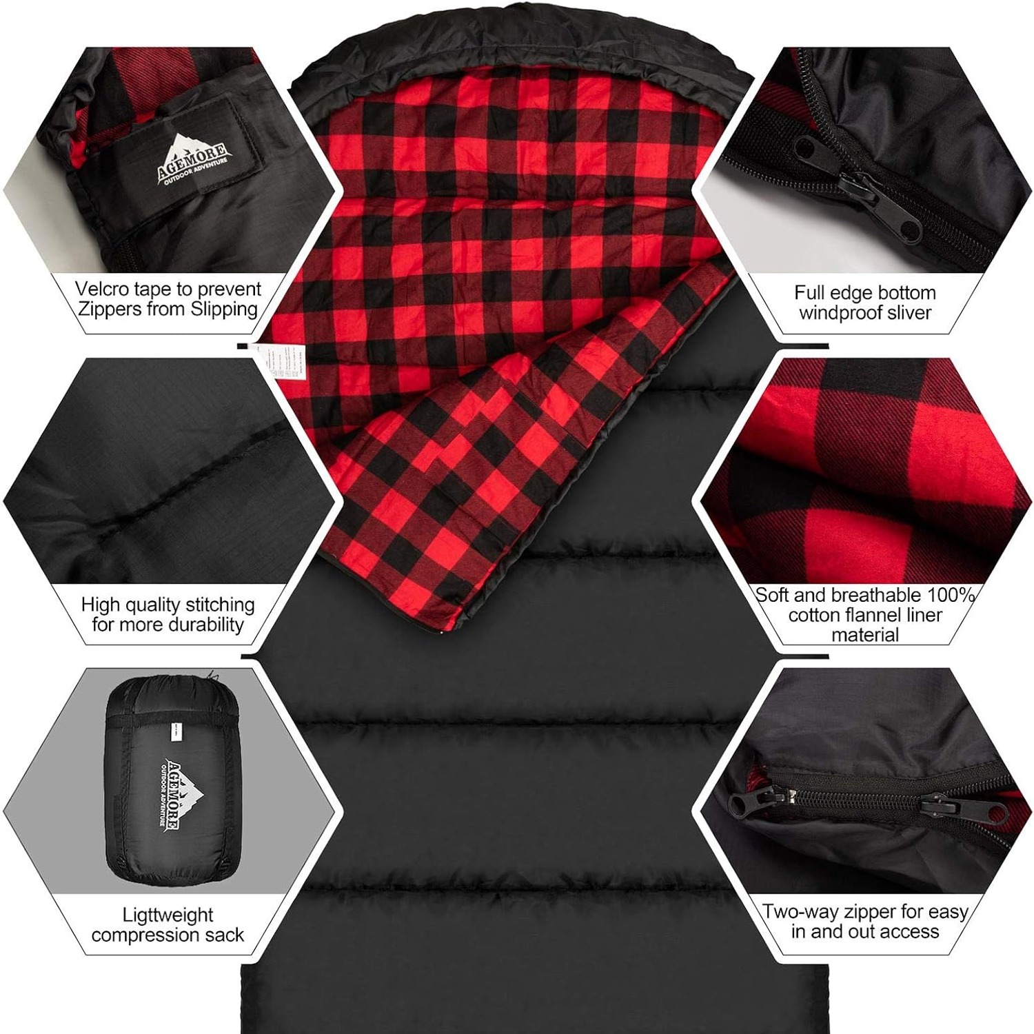 Mcota XL Cotton Flannel Lined Sleeping Bag: image 4