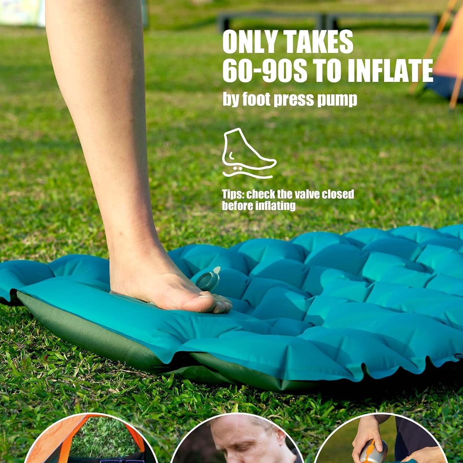 Extra Thick Camping Sleeping Pad with Built-In Foot Pump and Pillow: image 3