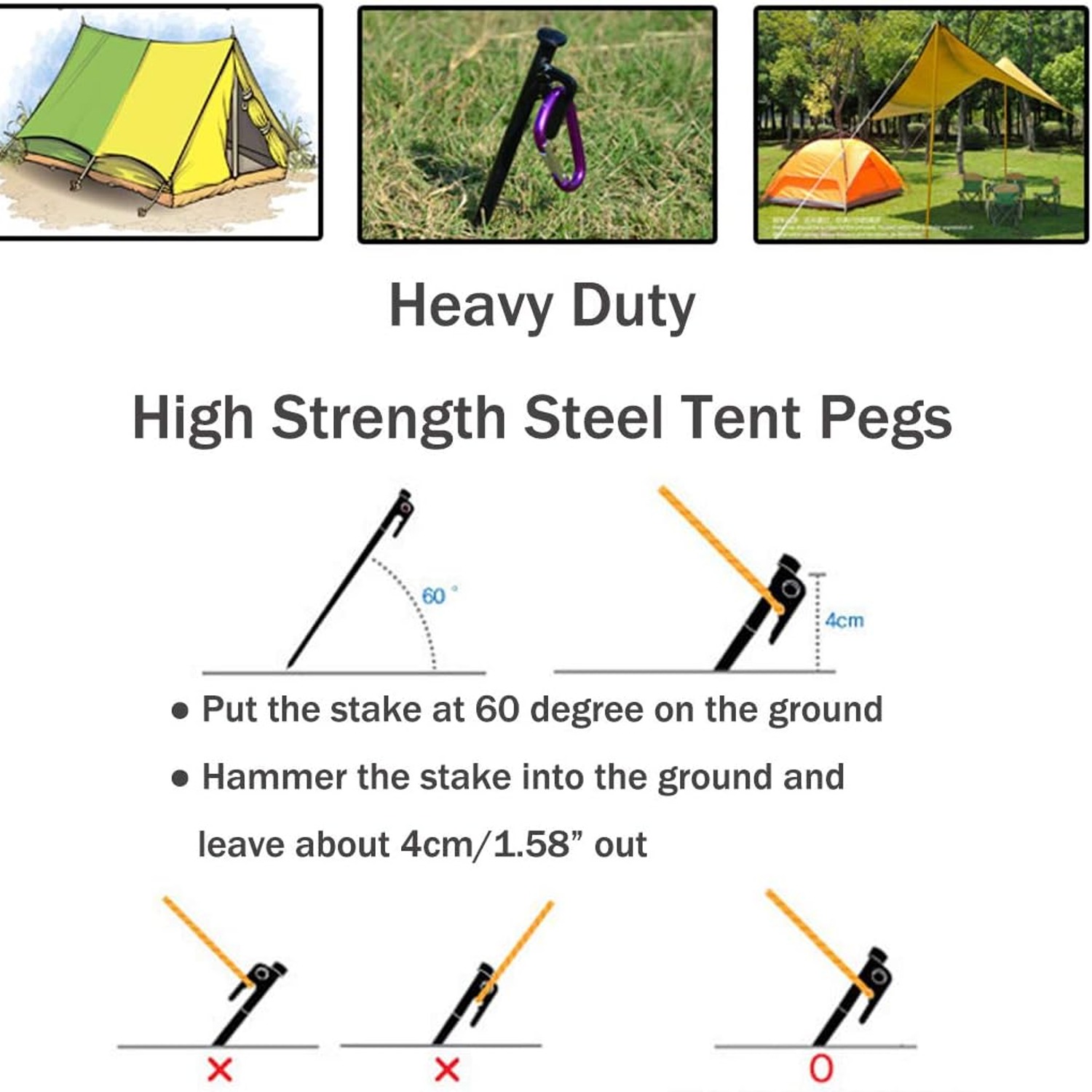 Heavy Duty Forged Steel Tent Pegs (8 Pack): image 10